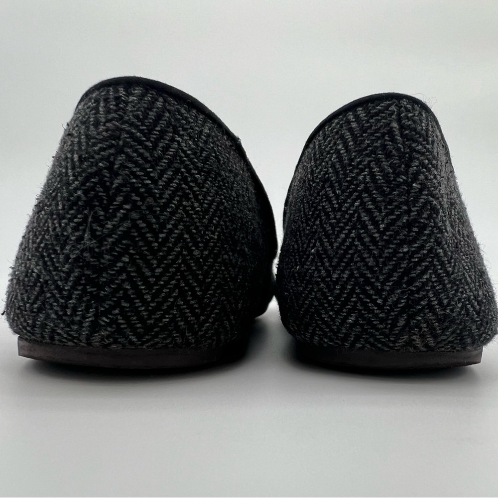 Charles Philip Shanghai Leather Tweed Herringbone Flats Black Tassel Size 7.5 - Picture 5 of 11